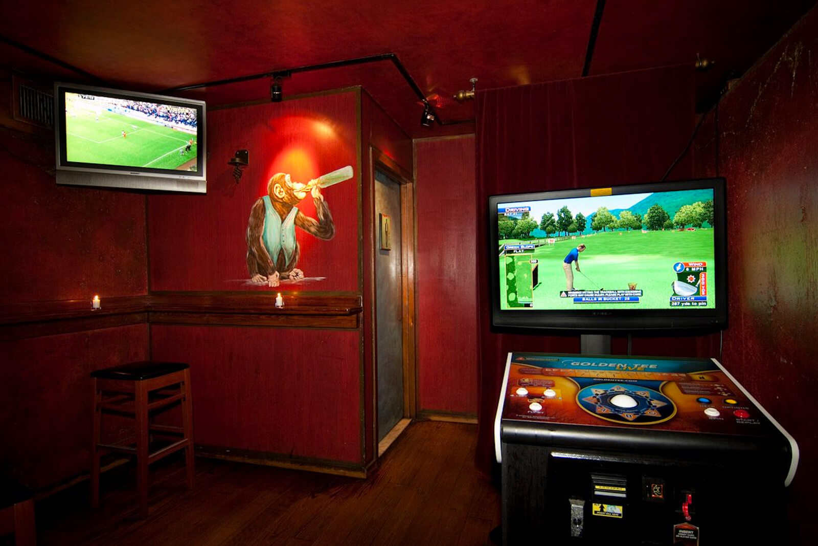 soccer match on a tv and a golf game